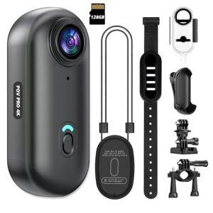 4K Mini Wearable Action Camera with 128GB Storage