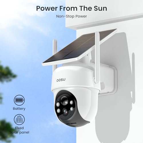 AOSU Outdoor Wireless Security Cameras 4 Cam-Kit Solar-Powered