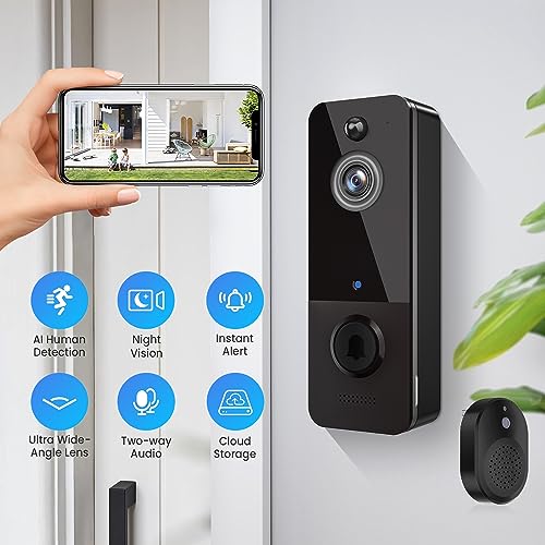 Wireless Doorbell Camera with AI Detection & HD Live View