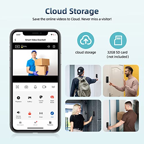 Putbopo Smart Doorbell with 1080P FHD & Night Vision
