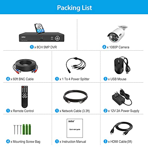 JouSecu 8CH HD Spy Camera System with Weatherproof CCTV