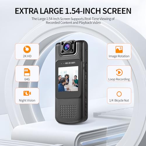 Spy Camera: 2K FHD Recording, Built-in 64GB Card