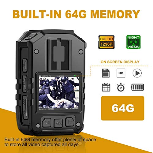 Police Body Camera with HD Resolution, 64G Memory