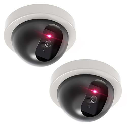 Dummy CCTV Dome Camera with Red LED Light - 2 Packs