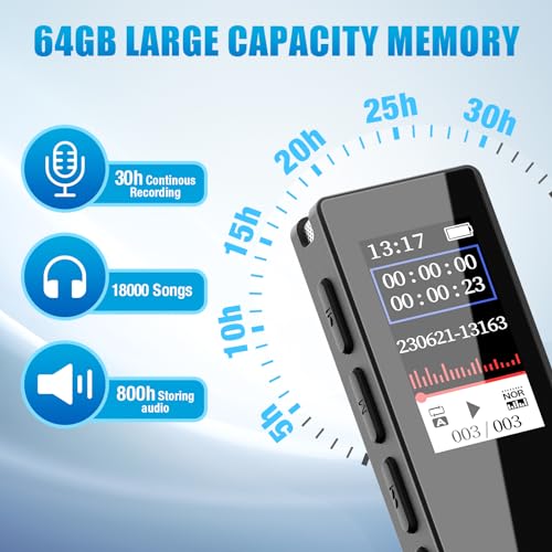 64GB Spy Gear Voice Recorder with Noise Reduction