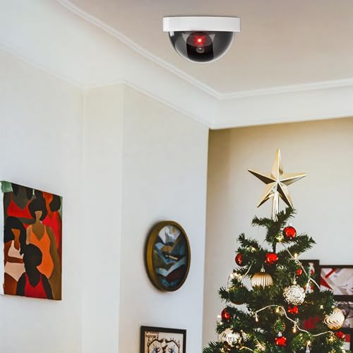Dummy CCTV Dome Camera with Red LED Light - 2 Packs
