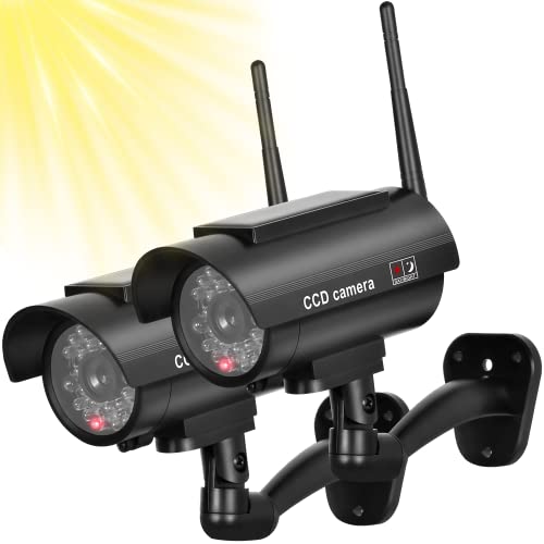 BNT Solar Fake Security Camera with Red Flashing Light (2 Pack)