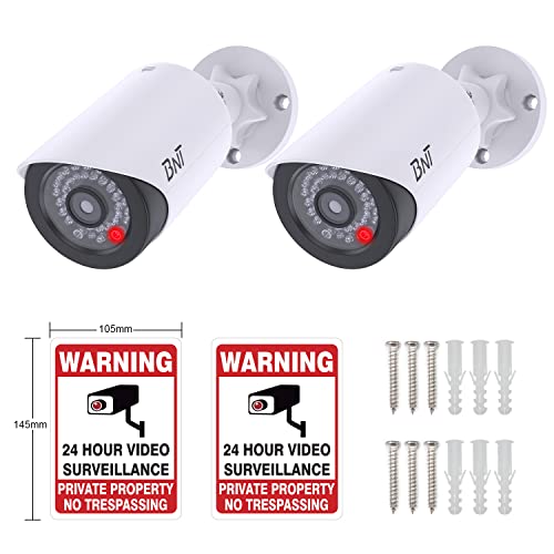 2-Pack Dummy Security Cameras, Red LED, Indoor/Outdoor