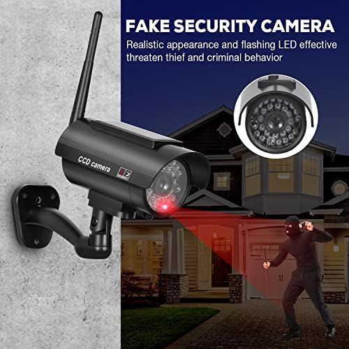 BNT Solar Fake Security Camera with Red Flashing Light (2 Pack)