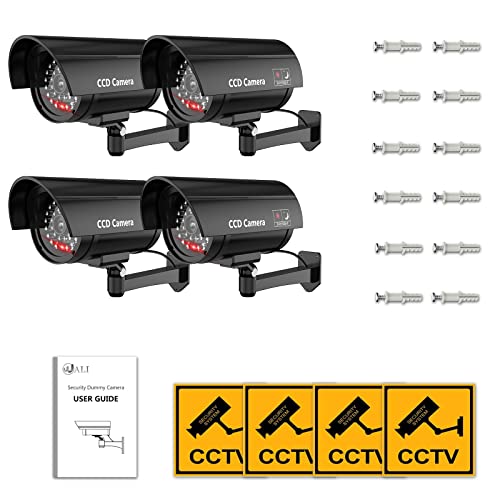 Bullet Dummy Surveillance Camera LED Light Sticker (4-Pack)
