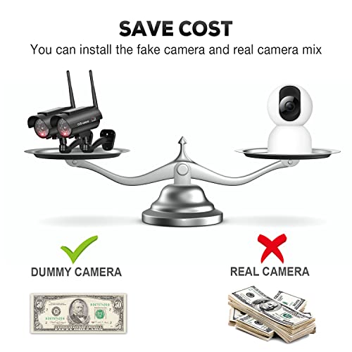 BNT Solar Fake Security Camera with Red Flashing Light (2 Pack)