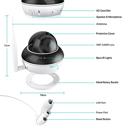 SV3C Outdoor WiFi Dome Camera - Auto Tracking, 5MP