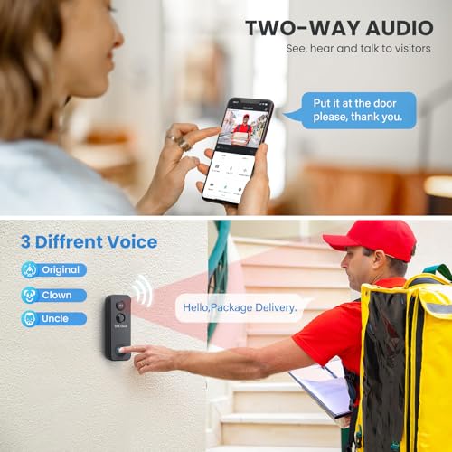 Wireless SV3C Doorbell Camera: 2K HD, Human Detection