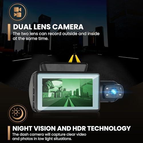HD Car Dash Camera with Dual Monitors