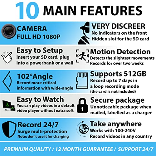 Premium HD 1080P Spy Camera Charger