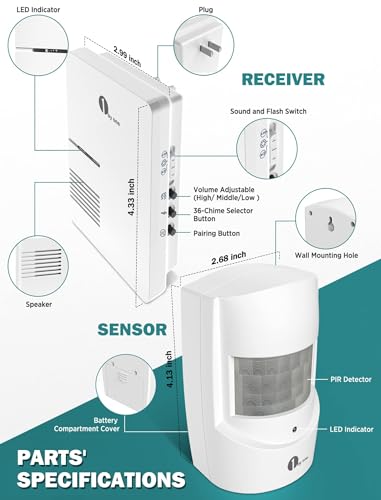 1000ft Wireless Driveway Alarm with 2 Motion Detectors