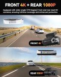4K Dual Dash Cam with GPS, WiFi, Voice Control