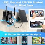 Wireless 2K Solar Security Camera with Spotlight