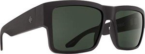 SPY Optic Cyrus, Square Sunglasses, Color and Contrast Enhancing Lenses, Matte Black - Happy Gray Green Lenses