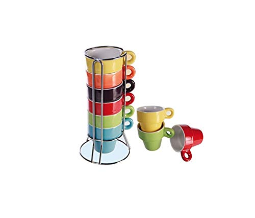 Set of 6 Small Espresso Cups with Stand