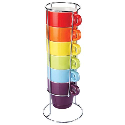 Set of 6 Small Espresso Cups with Stand