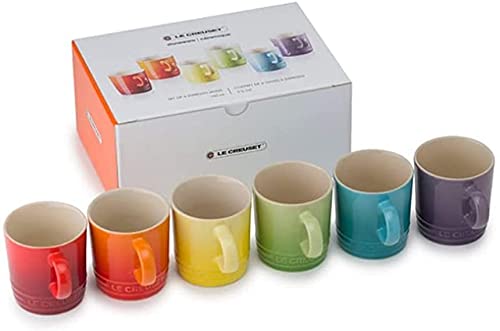 Rainbow Stoneware Espresso Mugs (Set of 6)
