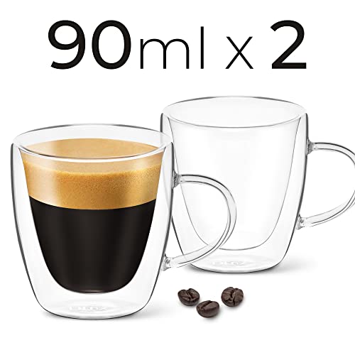 DLux Double Wall Espresso Glass Cups, Set of 2