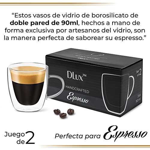 DLux Double Wall Espresso Glass Cups, Set of 2