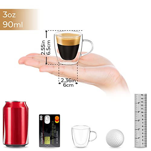 DLux Double Wall Espresso Glass Cups, Set of 2