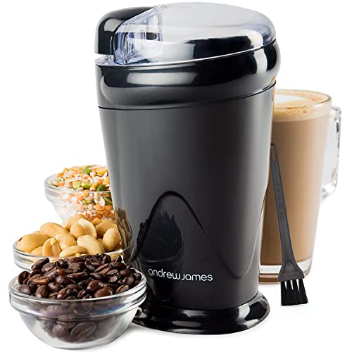 Electric Coffee Grinder with Cleaning Brush – Black