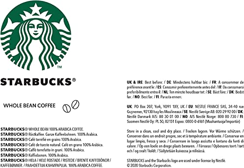 STARBUCKS Espresso Roast Whole Bean Coffee 200g (6-Pack)