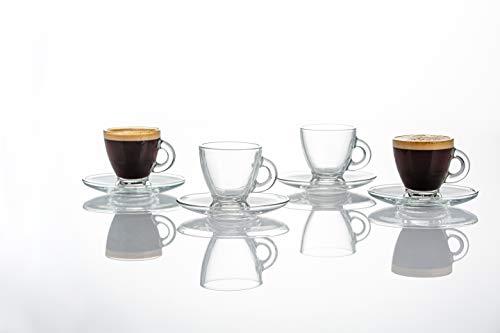 Ravenhead Set: 4 Glass Espresso Cups & Saucers