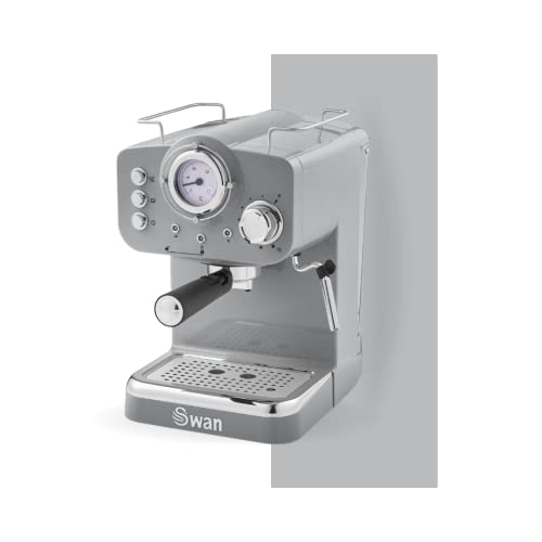 Retro Espresso Machine with Milk Frother - Grey