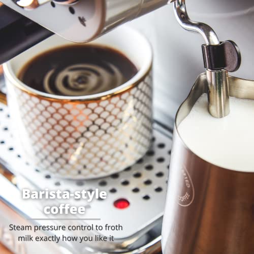 Retro Espresso Machine with Milk Frother - Grey