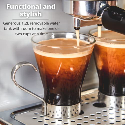 Retro Espresso Machine with Milk Frother - Grey