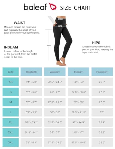 Fleece Lined Leggings By Baleaf - Women's Black Fleece Leggings For Winter