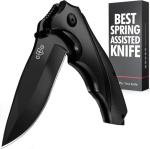 Tactical Knife with Glass Breaker - Pocket Clip - Black