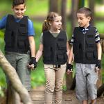 Kids Tactical Combat Vest with Fingerless Gloves