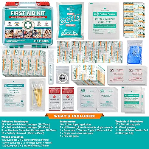 Compact First Aid Kit - 110 Essential Medical Supplies