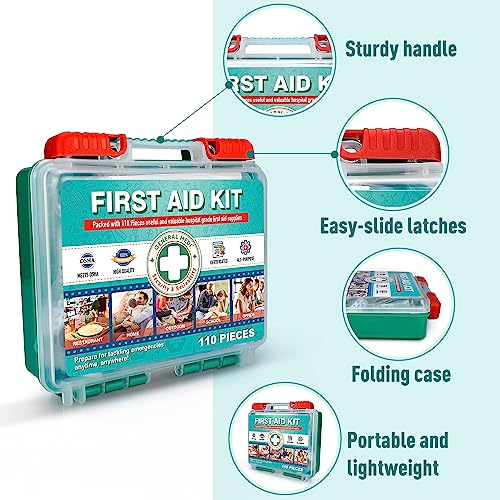 Compact First Aid Kit - 110 Essential Medical Supplies