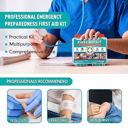 Compact First Aid Kit - 110 Essential Medical Supplies