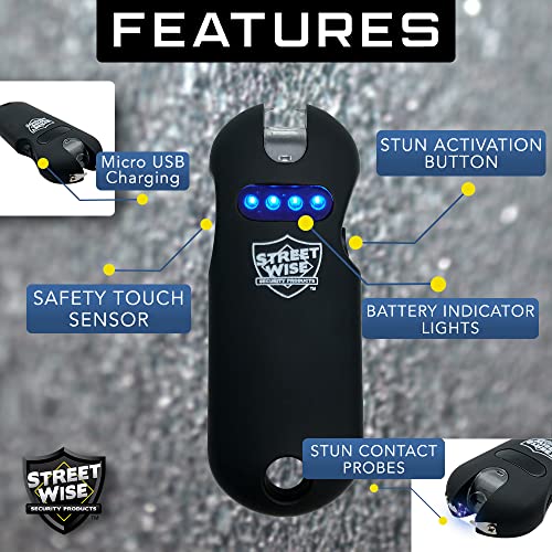 Streetwise Smart Rechargeable Stun Gun Keychain with Flashlight
