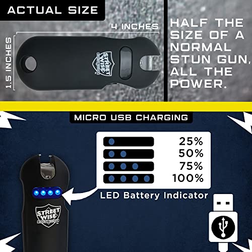 Streetwise Smart Rechargeable Stun Gun Keychain with Flashlight
