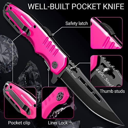 Pink Spring Assisted Knife - Self Defense Gear