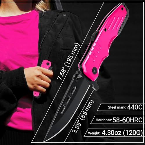 Pink Spring Assisted Knife - Self Defense Gear
