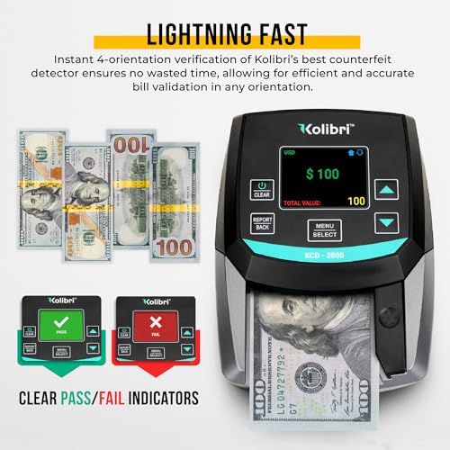 KOLIBRI KCD-2000 Counterfeit Bill Detector | All-Orientation Fake Money Counter
