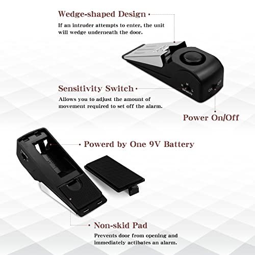 EMDMAK Portable Door Stop Alarm (Pack of 2)