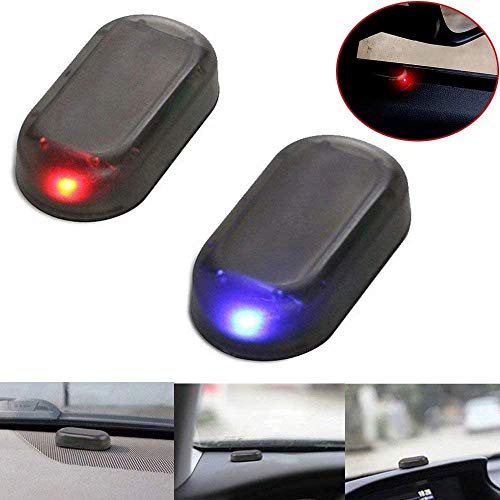 Car Solar Power Simulated Alarm Warning LED Flashing Light (Blue + Red)