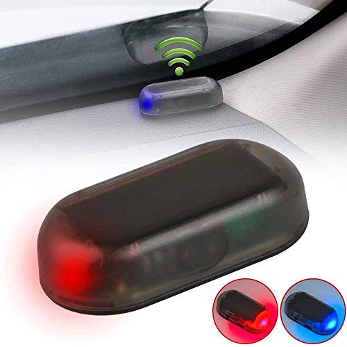 Car Solar Power Simulated Alarm Warning LED Flashing Light (Blue + Red)