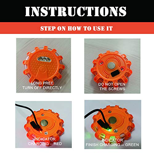 LED Road Flares - Emergency Beacon Lights with Magnetic Base
